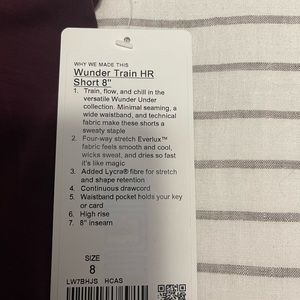 NWT lululemon wunder train shorts